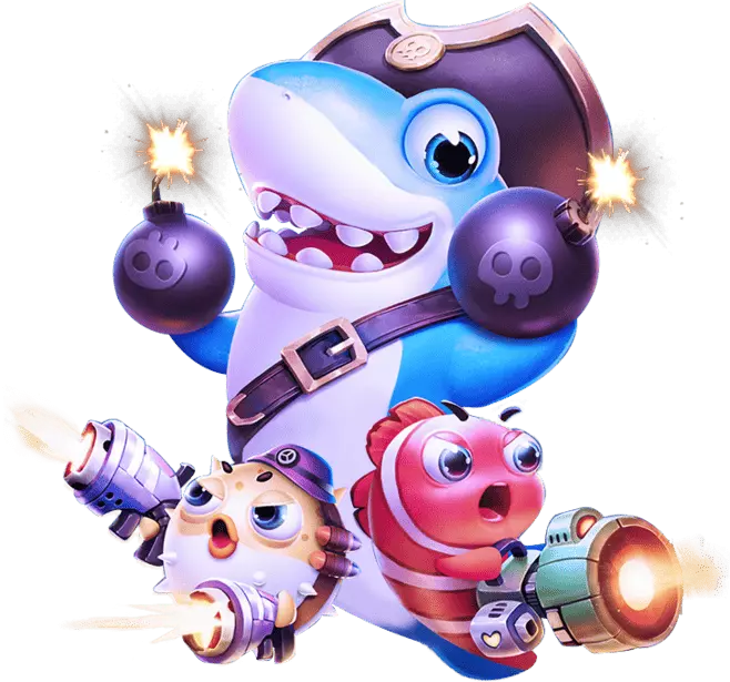 Gameone捕魚機遊戲卡通角色示意圖